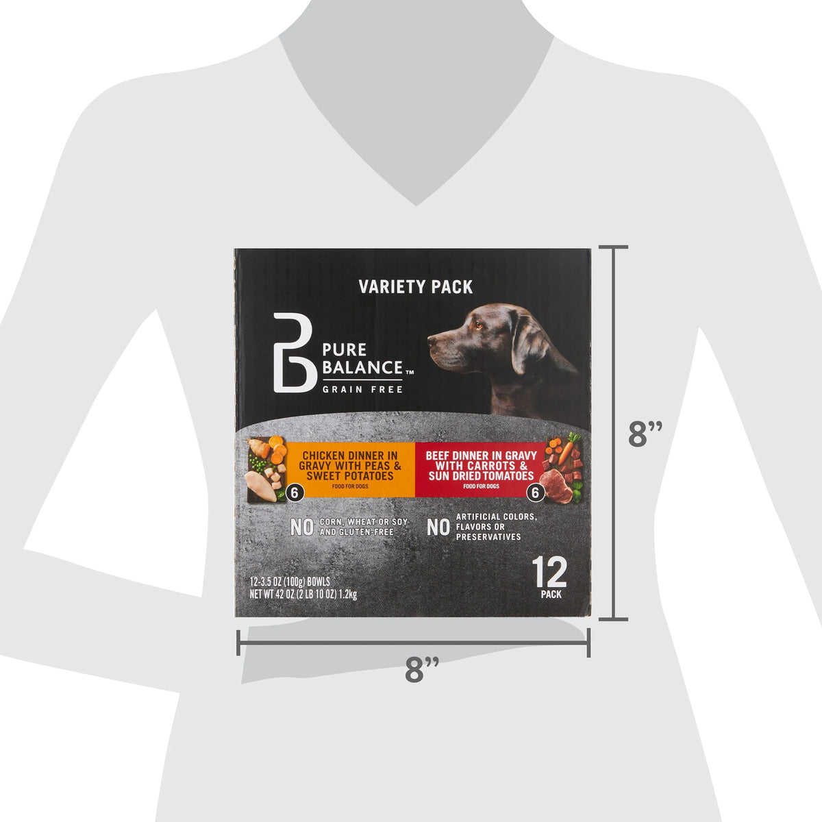 (3 pack) Pure Balance Grain Free Chicken Dinner in Gravy & Beef Dinner in Gravy Wet Dog Food Variety Pack, 3.5 oz, 12 Pack