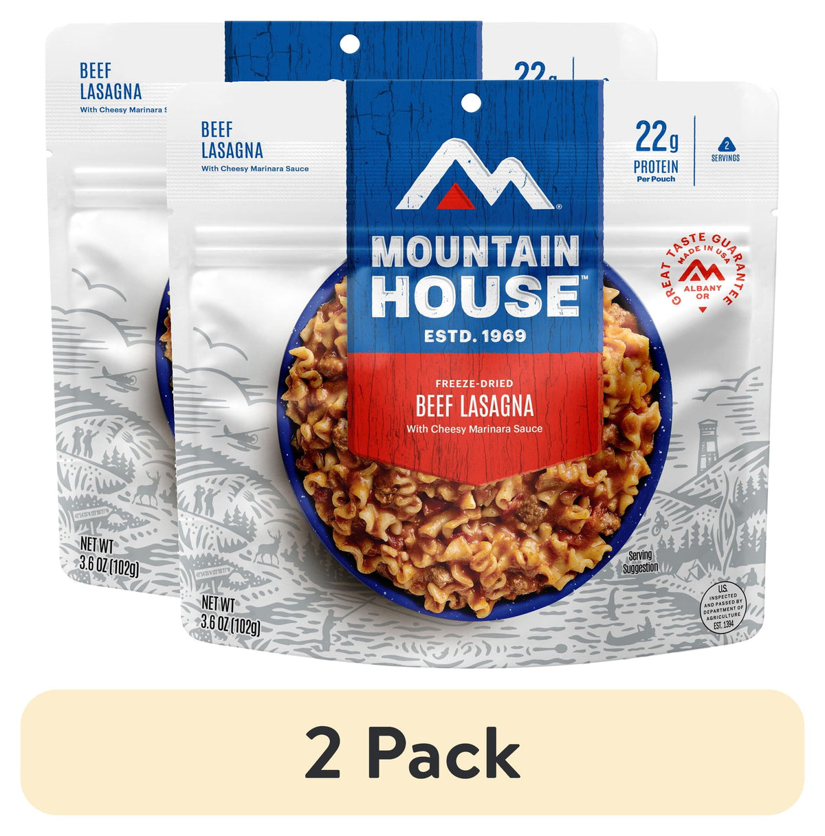 (4 pack) Mountain House Lasagna w/Meat Sauce, Freeze-Dried Camping & Backpacking Food, 2 Serving