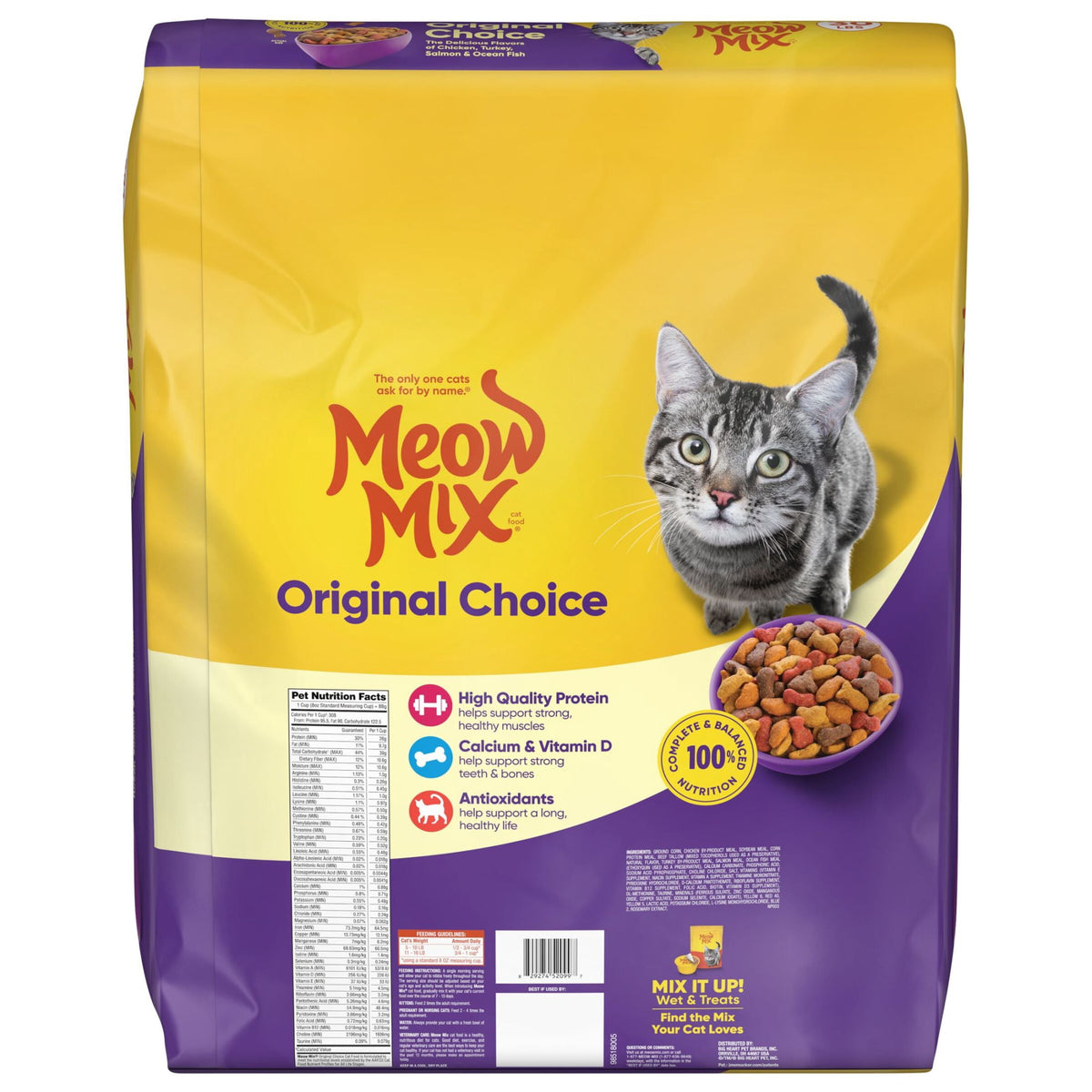 (2 pack) Meow Mix Original Choice Dry Cat Food, All Life Stages, Chicken, Turkey, Salmon & Ocean Fish Flavors, 30 lb Bag