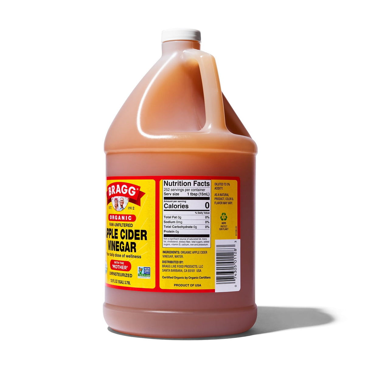 Bragg Organic Apple Cider Vinegar with The Mother, Raw and Unfiltered, 128 fl oz