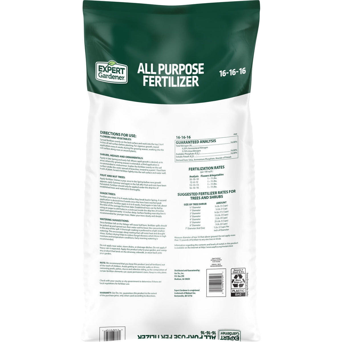 Expert Gardener All Purpose Plant Food Fertilizer, 16-16-16, 20 lb