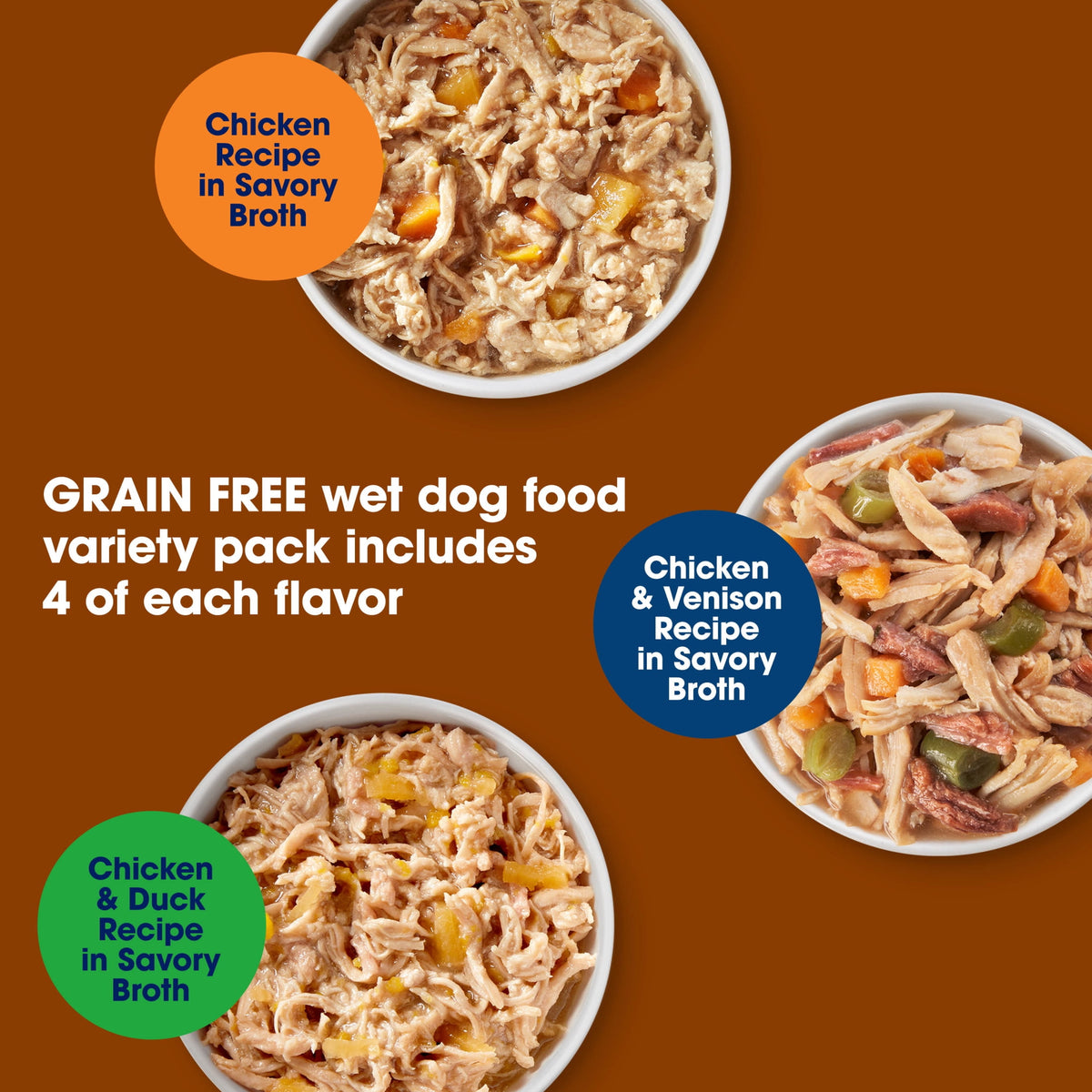 (3 pack) Nature's Recipe Savory Broth Grain Free Wet Dog Food Variety Pack, 2.75 oz Cups (12 Pack)