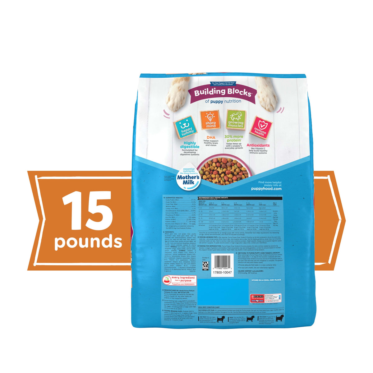 (2 pack) Purina Puppy Chow Dry Dog Food, High Protein Tender & Crunchy Real Beef Formula, 15 lb Bag