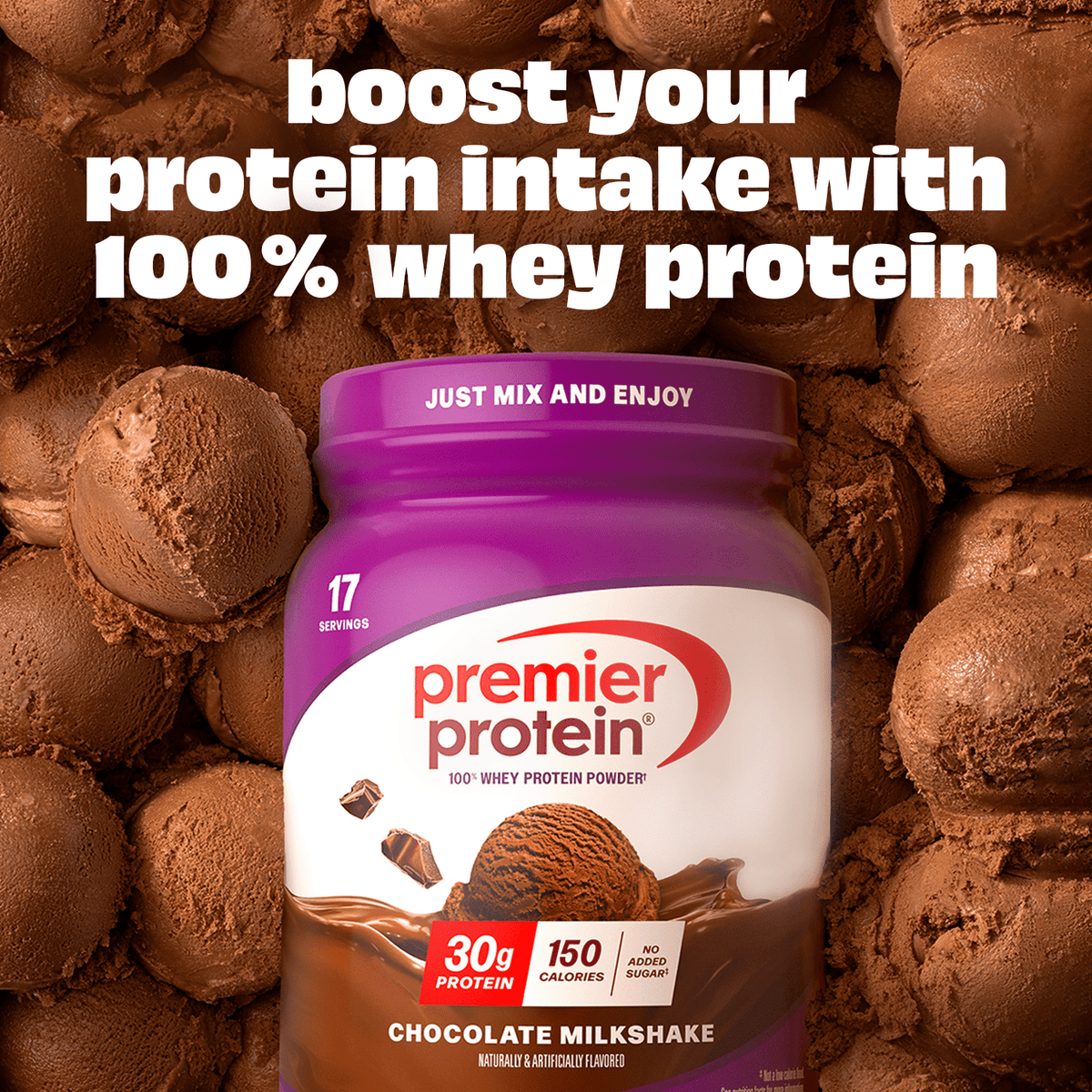 Premier Protein 100% Whey Protein Powder, Chocolate Milkshake, 30g Protein, 24.5 oz, 1.5 lb
