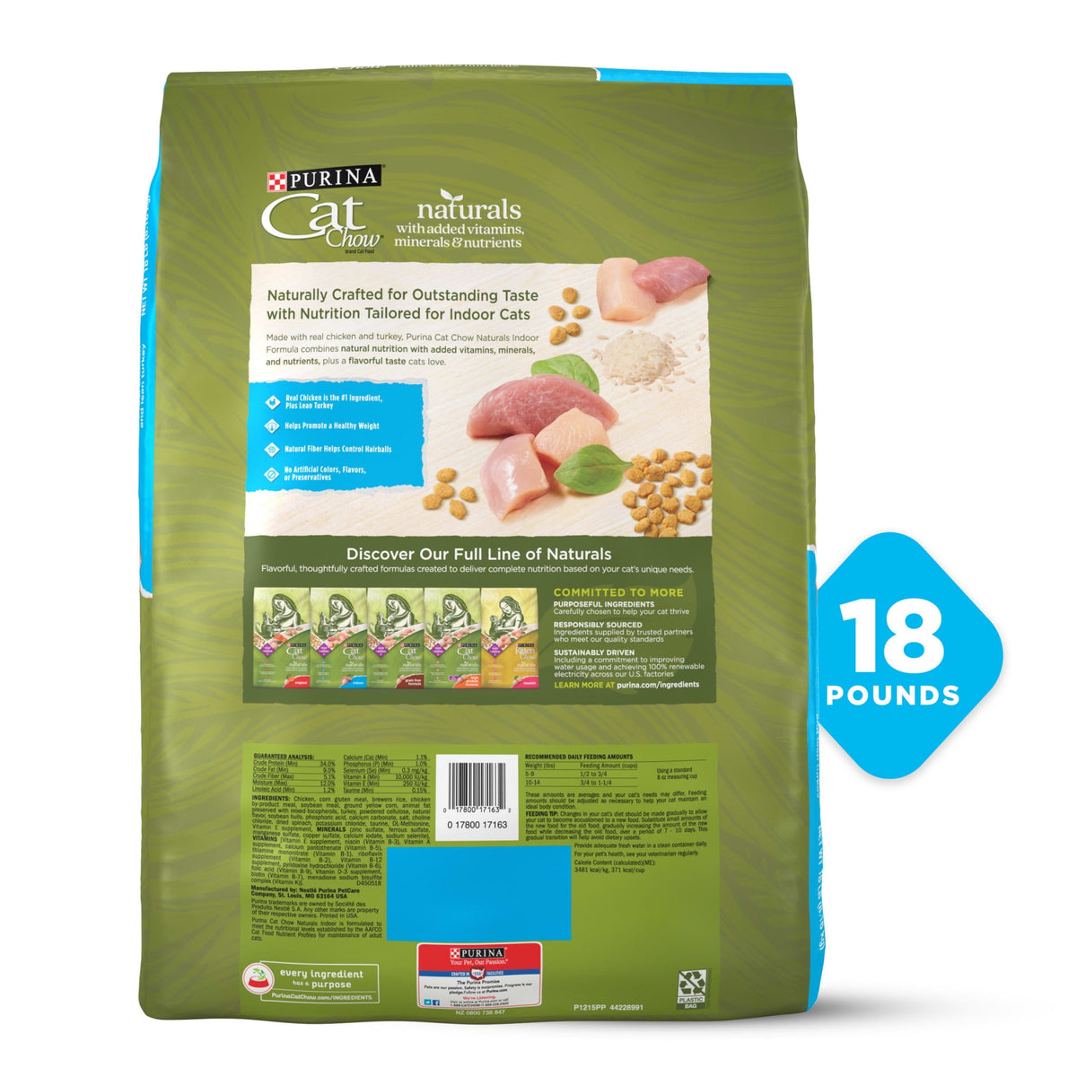 (2 pack) Purina Cat Chow Naturals, Indoor Dry Cat Food, Chicken & Turkey, 18 lb Bag