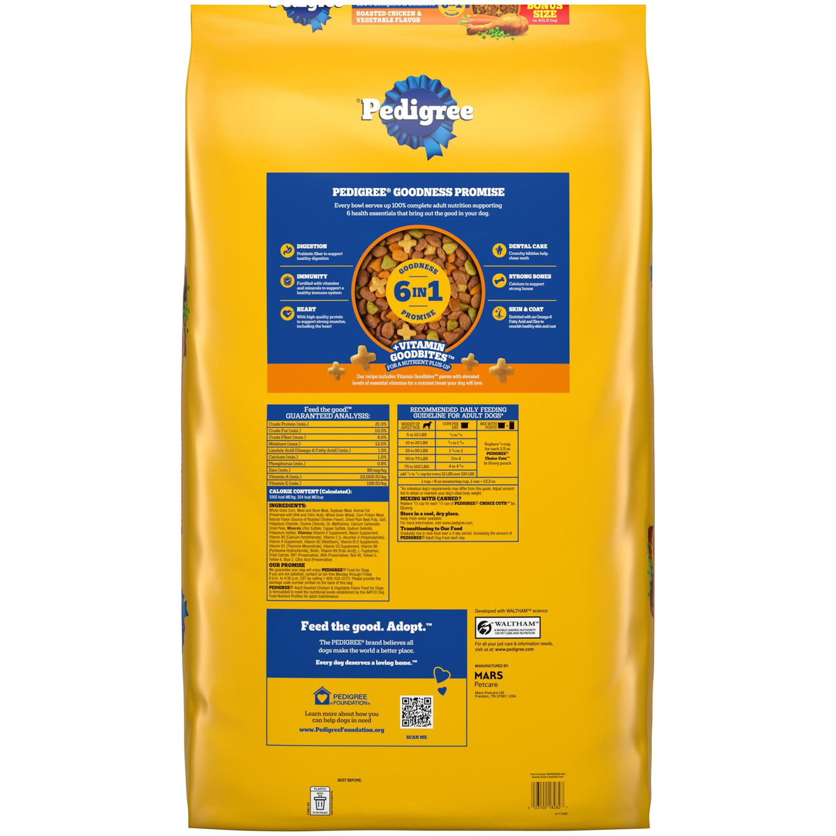 Pedigree Complete Nutrition Adult Dry Dog Food, Roasted Chicken & Vegetable Flavor, BONUS SIZE 44 lb. Bag