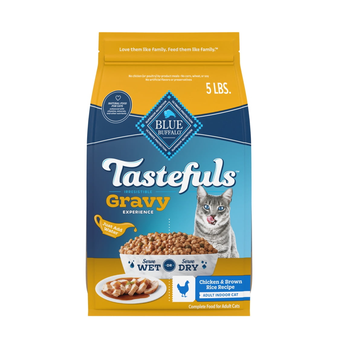 Blue Buffalo Tastefuls Irresistible Gravy Indoor Adult Dry Cat Food, Chicken, 5lb Bag