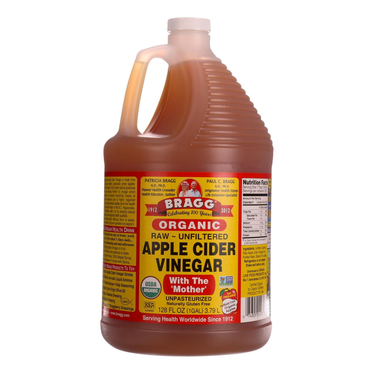 Bragg Organic Apple Cider Vinegar with The Mother, Raw and Unfiltered, 128 fl oz