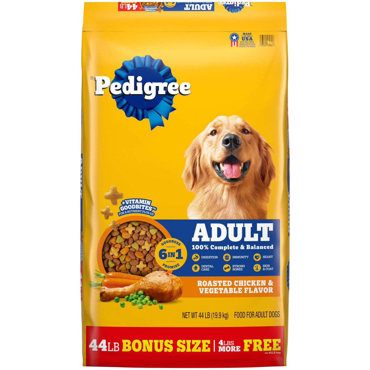 Pedigree Complete Nutrition Adult Dry Dog Food, Roasted Chicken & Vegetable Flavor, BONUS SIZE 44 lb. Bag