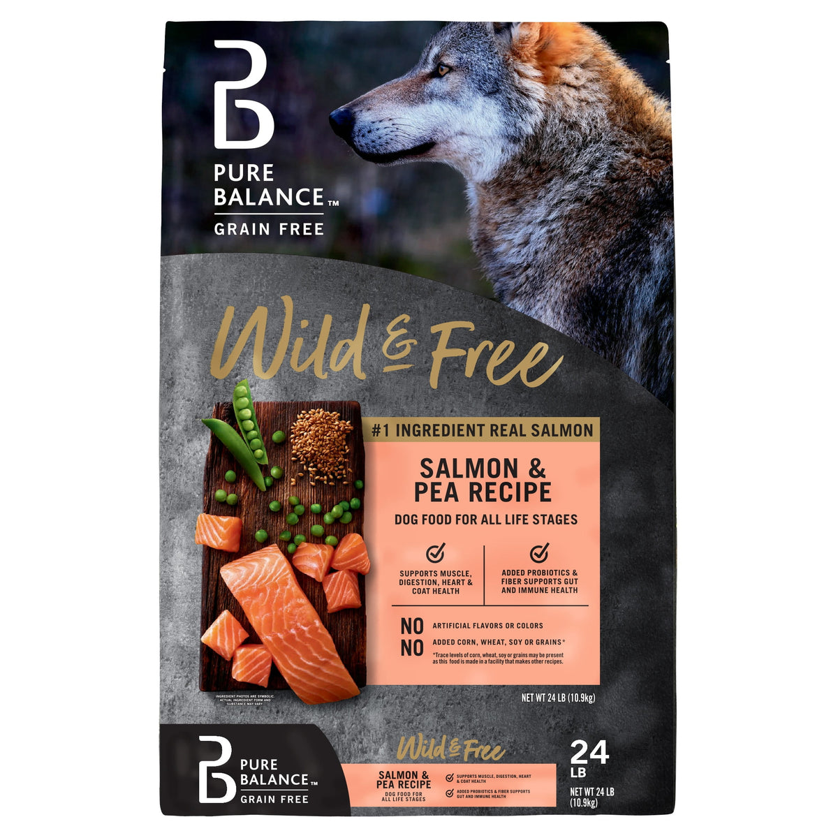 Pure Balance Wild & Free Grain-Free Salmon & Pea Recipe Dry Dog Food, 24 lbs