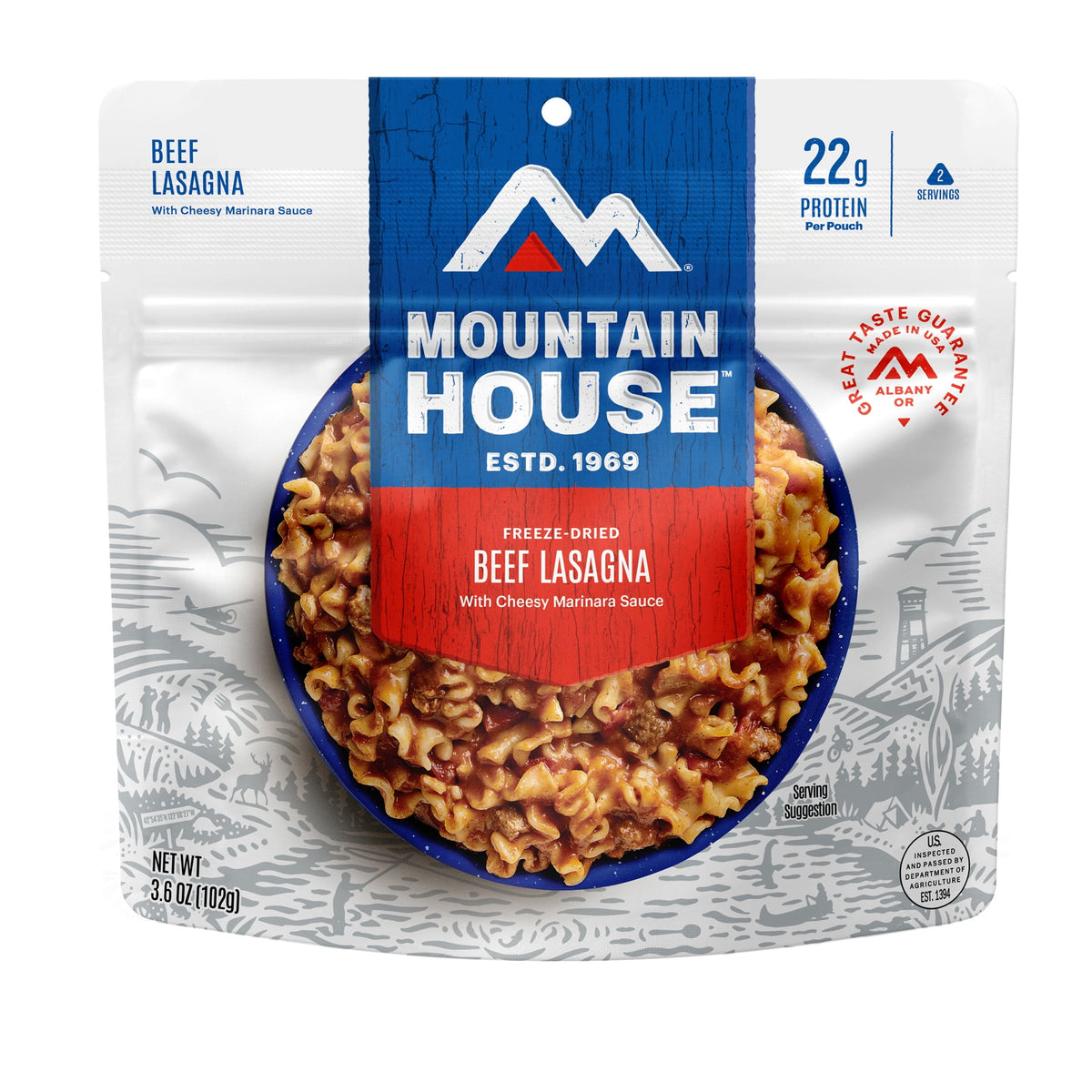 (4 pack) Mountain House Lasagna w/Meat Sauce, Freeze-Dried Camping & Backpacking Food, 2 Serving