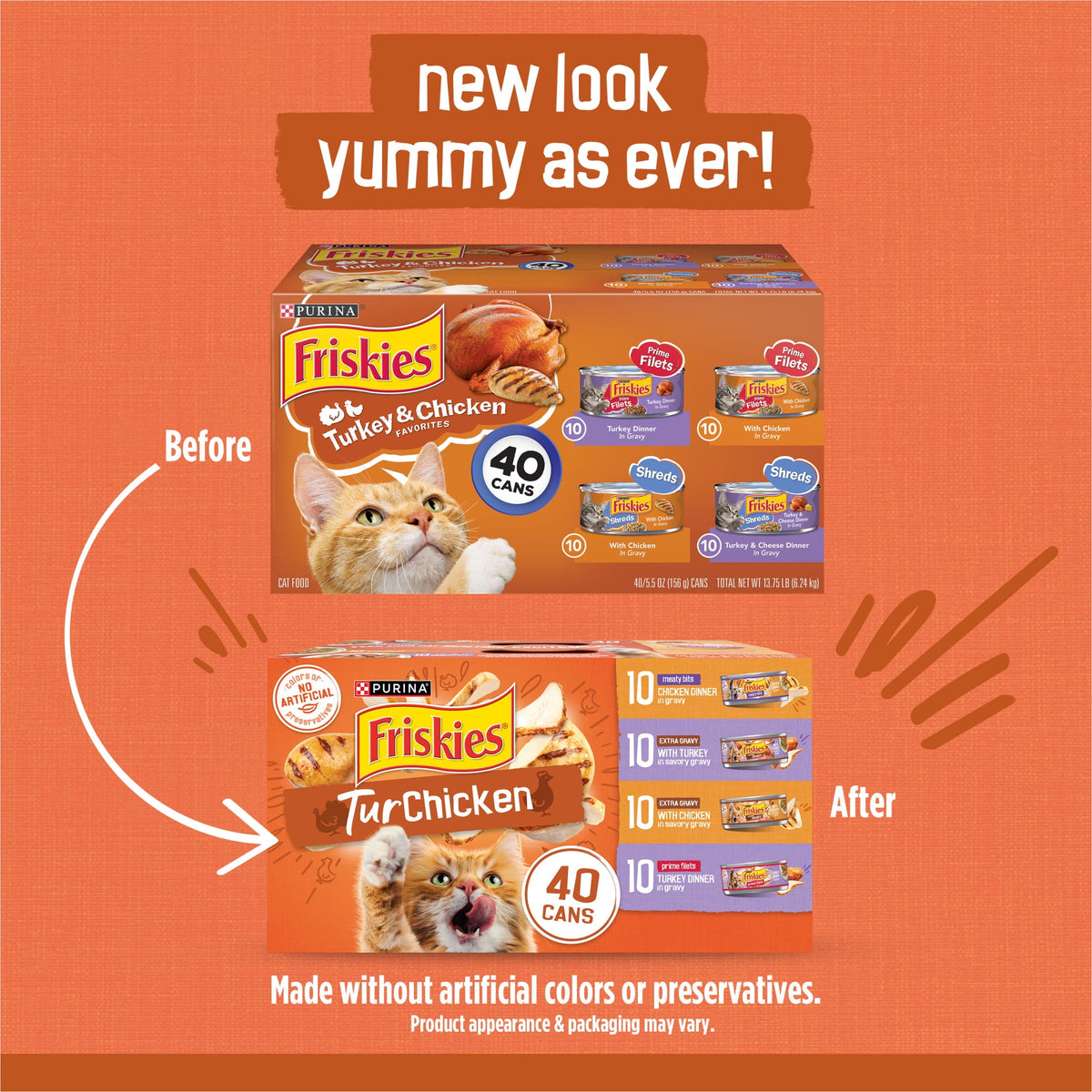 Purina Friskies Turchicken Wet Cat Food Variety Pack, 5.5 oz Cans (40 Pack)