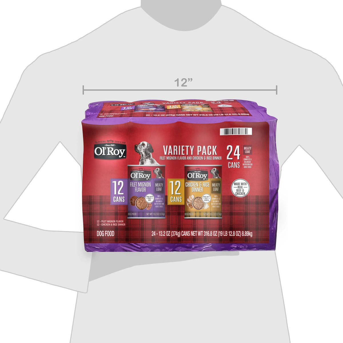 Ol' Roy Filet Mignon Flavor and Chicken and Rice Flavor Wet Dog Food Variety Pack, 13.2 oz Cans, 24 Pack