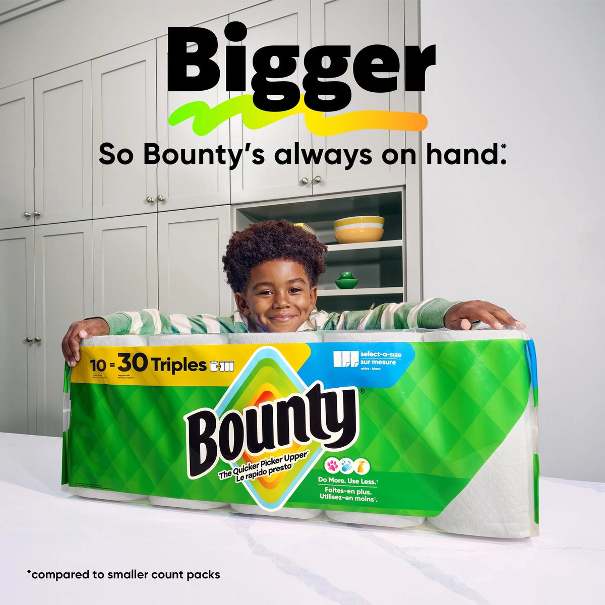 Bounty Paper Towels Select-A-Size White, 10 Triple Rolls, 123 Sheets Per Roll