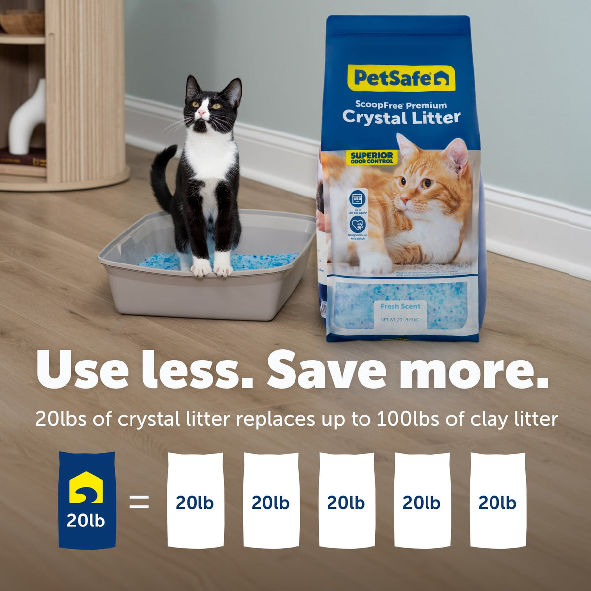 PetSafe ScoopFree Premium Crystal Litter, Fresh Scent, 20-lb Bag, Blue