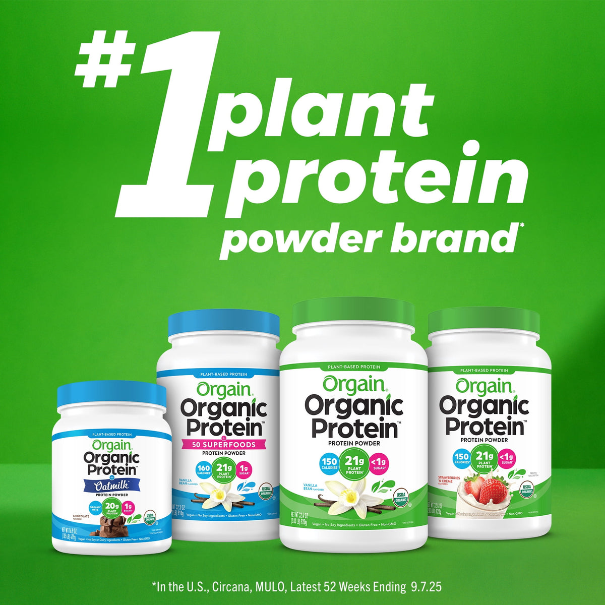 Orgain Organic Vegan 21g Protein Powder, Plant Based, Creamy Chocolate 2.03lb