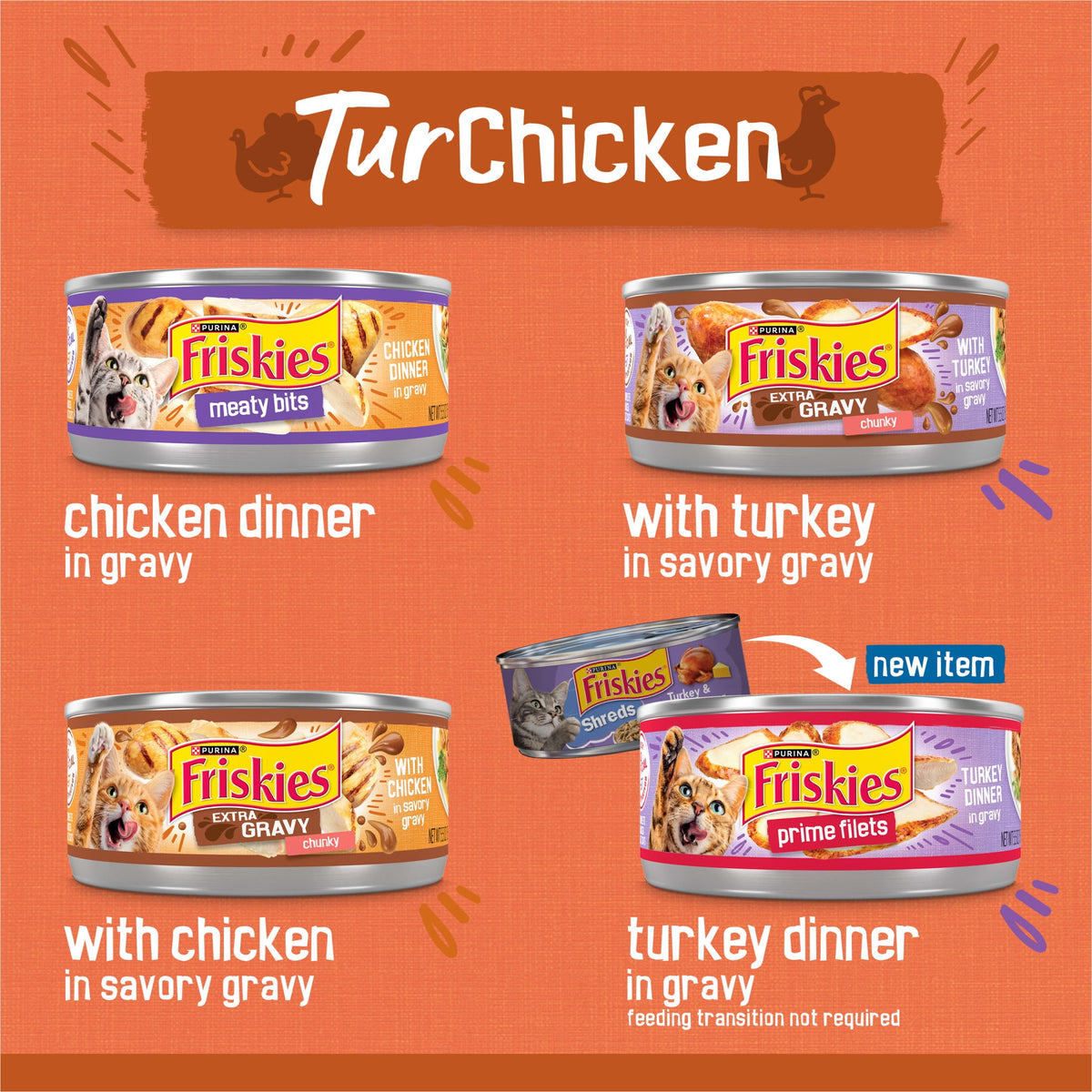 Purina Friskies Turchicken Wet Cat Food Variety Pack, 5.5 oz Cans (40 Pack)
