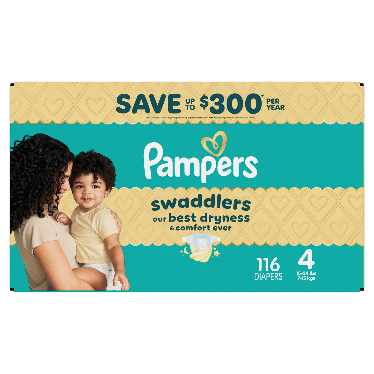 Pampers Swaddlers Fragrance Free Baby Diapers Size 4, 116 Count (Select for More Options)