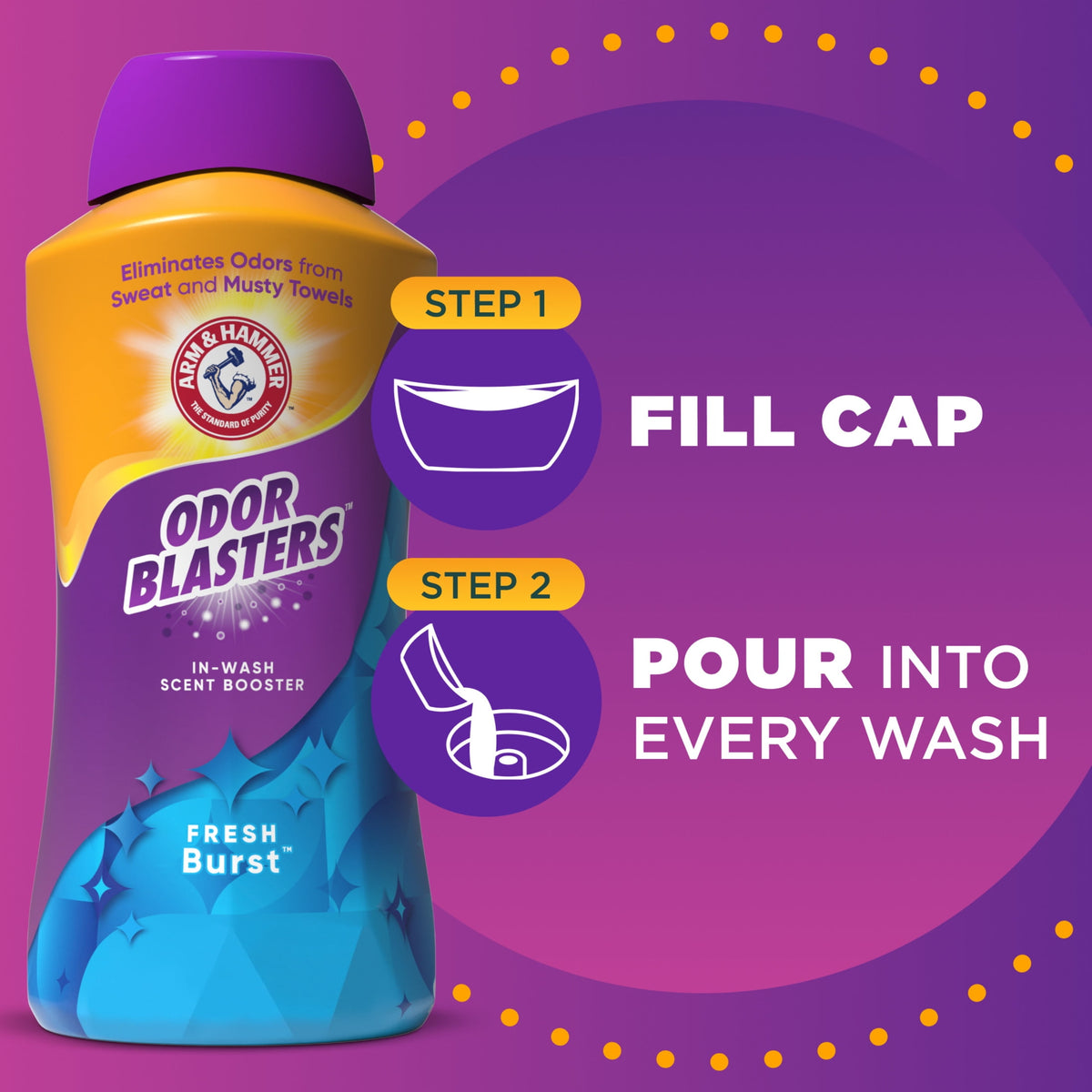 (4 pack) ARM & HAMMER Odor Blasters Laundry Scent Beads Alternative, Fresh Burst Scent, 45 Oz