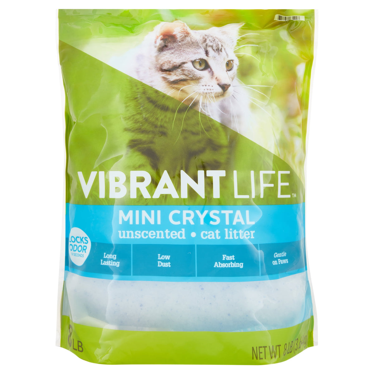 (4 pack) (4 pack) Vibrant Life Mini Crystal Cat Litter, Unscented, 8 lb Bag, 1 Count