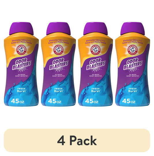 (4 pack) ARM & HAMMER Odor Blasters Laundry Scent Beads Alternative, Fresh Burst Scent, 45 Oz