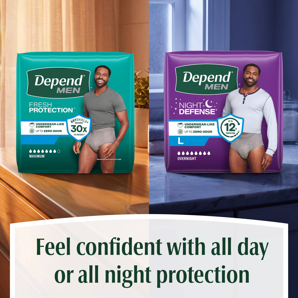 Depend Fresh Protection Incontinence Underwear for Men, Adult Diapers, L (40 Count)