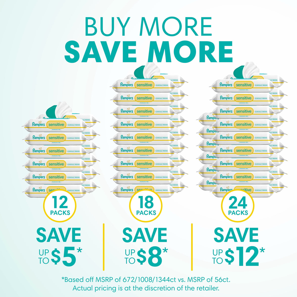 Pampers Sensitive Baby Wipes Unscented, 18-Pack, 1008 Total Count (Select for More Options)