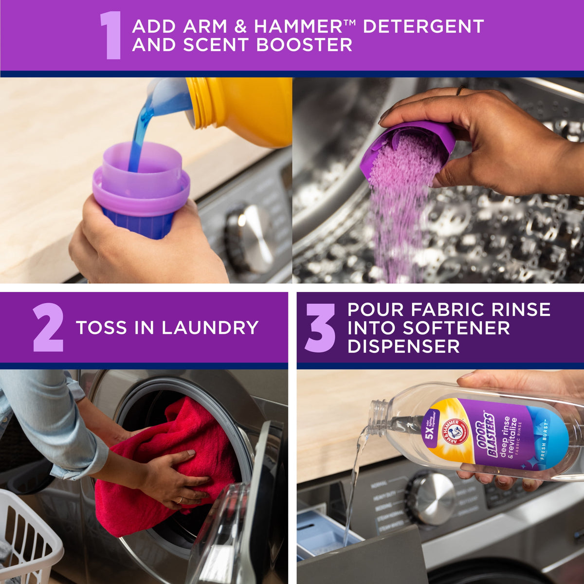 (4 pack) ARM & HAMMER Odor Blasters Laundry Scent Beads Alternative, Fresh Burst Scent, 45 Oz
