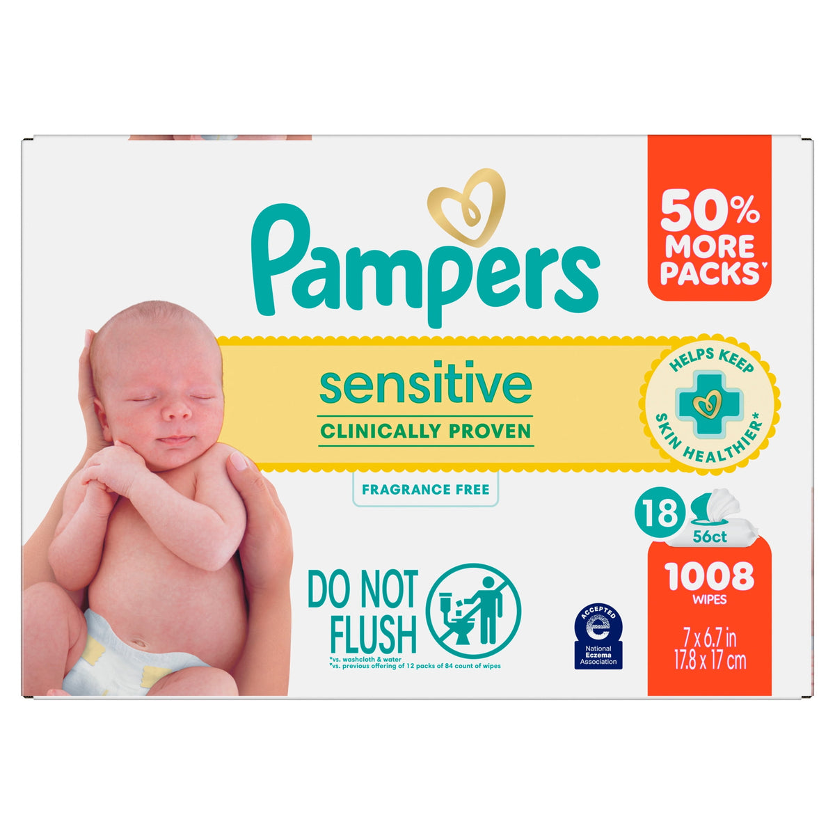 Pampers Sensitive Baby Wipes Unscented, 18-Pack, 1008 Total Count (Select for More Options)