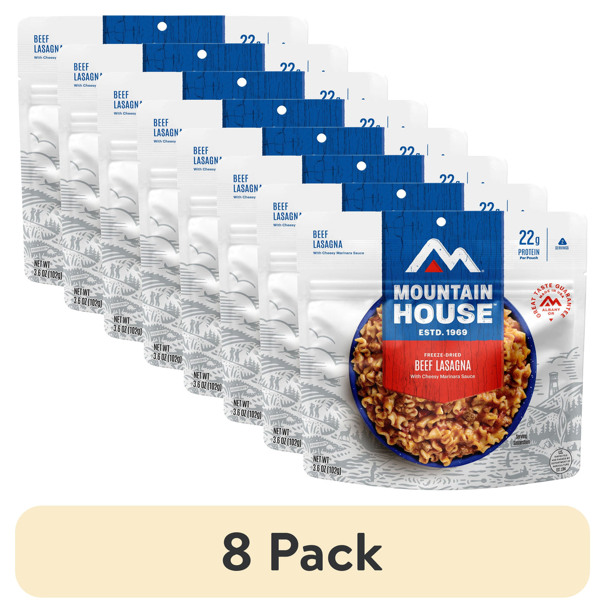 (4 pack) Mountain House Lasagna w/Meat Sauce, Freeze-Dried Camping & Backpacking Food, 2 Serving