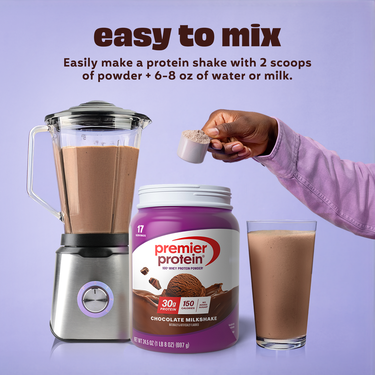 Premier Protein 100% Whey Protein Powder, Chocolate Milkshake, 30g Protein, 24.5 oz, 1.5 lb