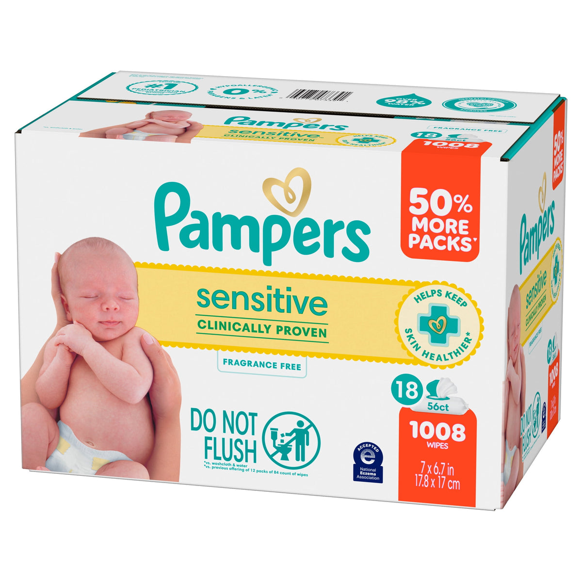 Pampers Sensitive Baby Wipes Unscented, 18-Pack, 1008 Total Count (Select for More Options)