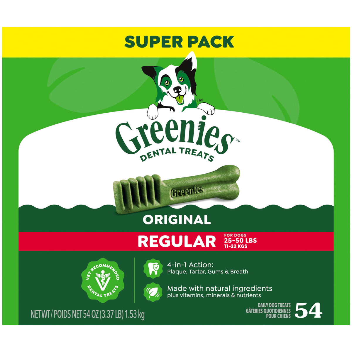 GREENIES Original Flavor Natural Dental Treat Chews for Medium-Sized Adult Dogs, 54 oz. Pack