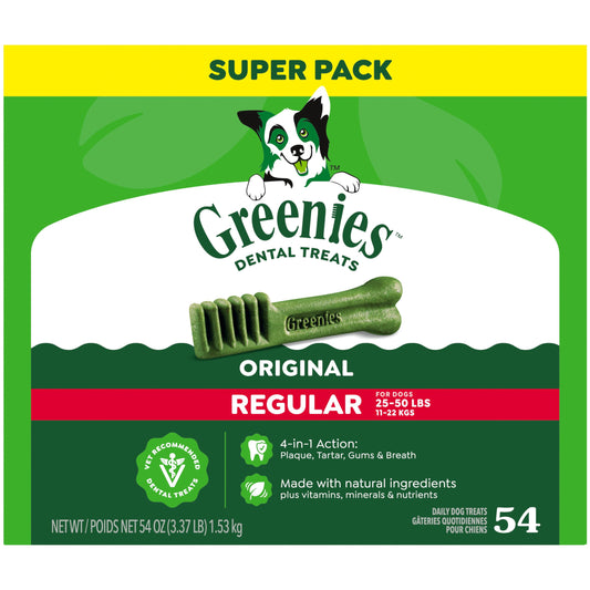 GREENIES Original Flavor Natural Dental Treat Chews for Medium-Sized Adult Dogs, 54 oz. Pack