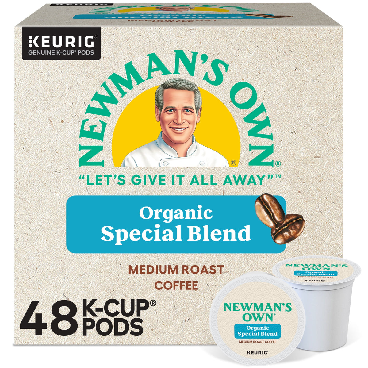 Newman's Own Organics Special Blend K-Cup Coffee Pods, Medium Roast, 48 Count for Keurig Brewers