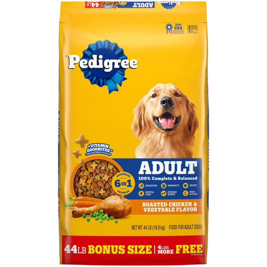 Pedigree Complete Nutrition Adult Dry Dog Food, Roasted Chicken & Vegetable Flavor, BONUS SIZE 44 lb. Bag