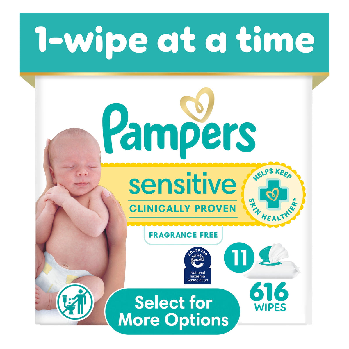 Pampers Sensitive Baby Wipes Unscented, 18-Pack, 1008 Total Count (Select for More Options)