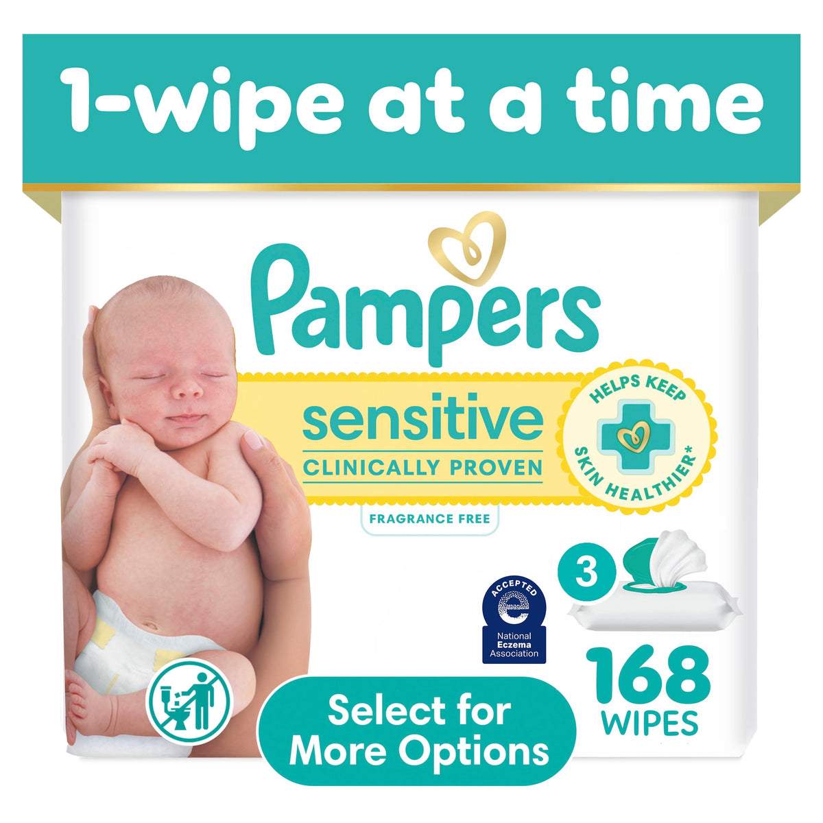 Pampers Sensitive Baby Wipes Unscented, 18-Pack, 1008 Total Count (Select for More Options)