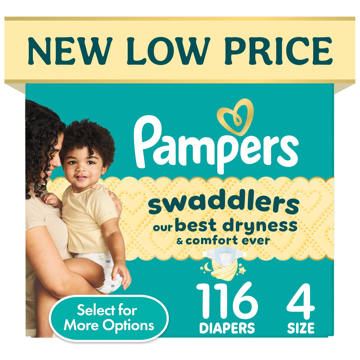 Pampers Swaddlers Fragrance Free Baby Diapers Size 4, 116 Count (Select for More Options)