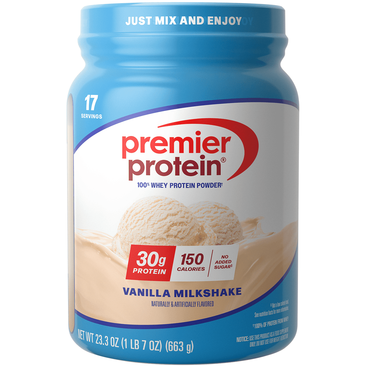 Premier Protein 100% Whey Protein Powder, Chocolate Milkshake, 30g Protein, 24.5 oz, 1.5 lb