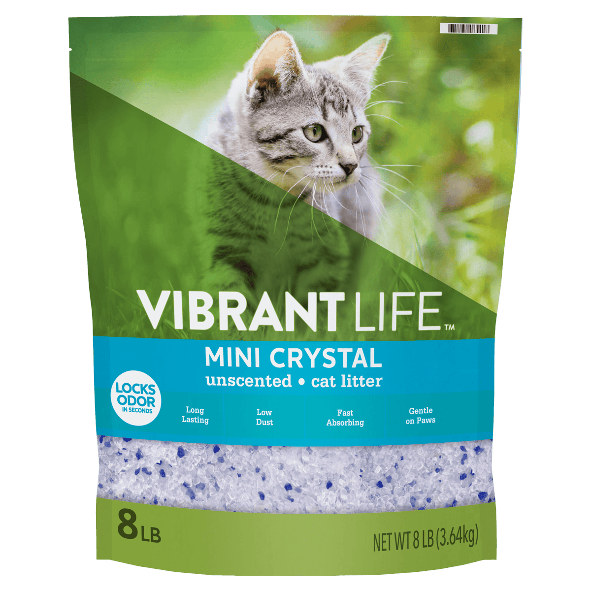 (4 pack) (4 pack) Vibrant Life Mini Crystal Cat Litter, Unscented, 8 lb Bag, 1 Count