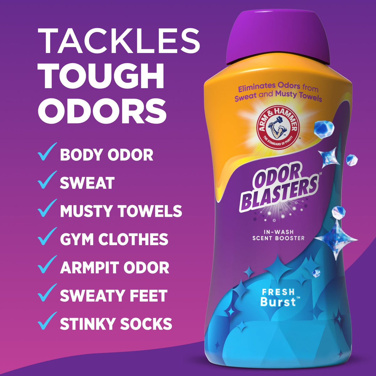 (4 pack) ARM & HAMMER Odor Blasters Laundry Scent Beads Alternative, Fresh Burst Scent, 45 Oz