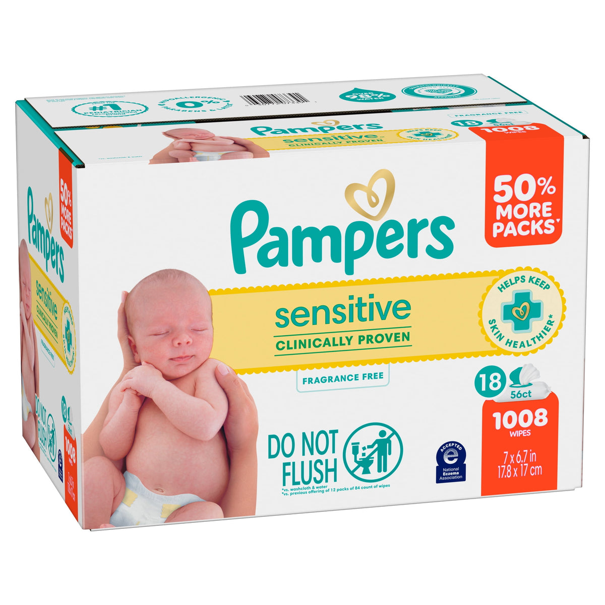 Pampers Sensitive Baby Wipes Unscented, 18-Pack, 1008 Total Count (Select for More Options)