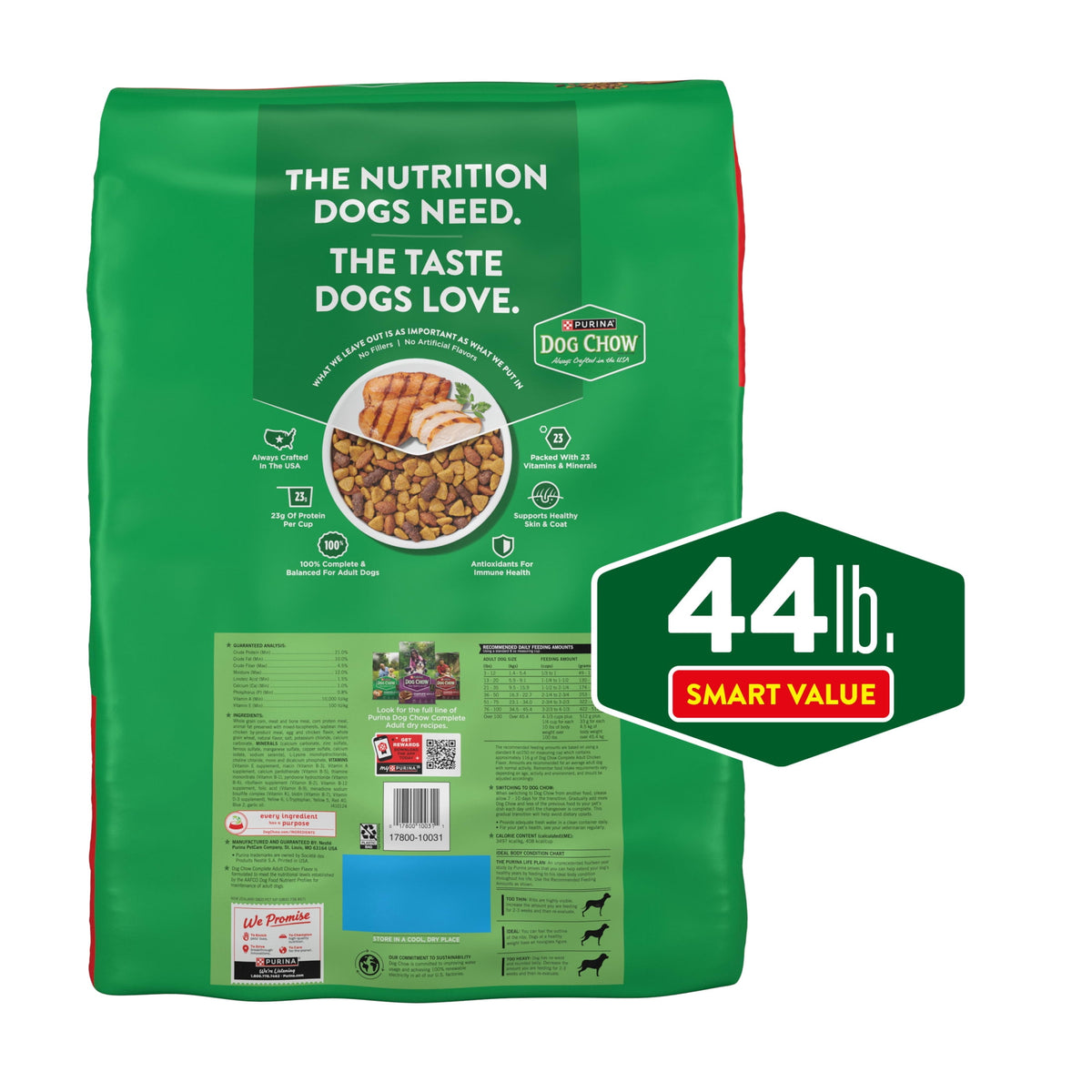 Purina Dog Chow Complete, Dry Dog Food for Adult Dogs High Protein, Real Chicken, 44 lb Bag