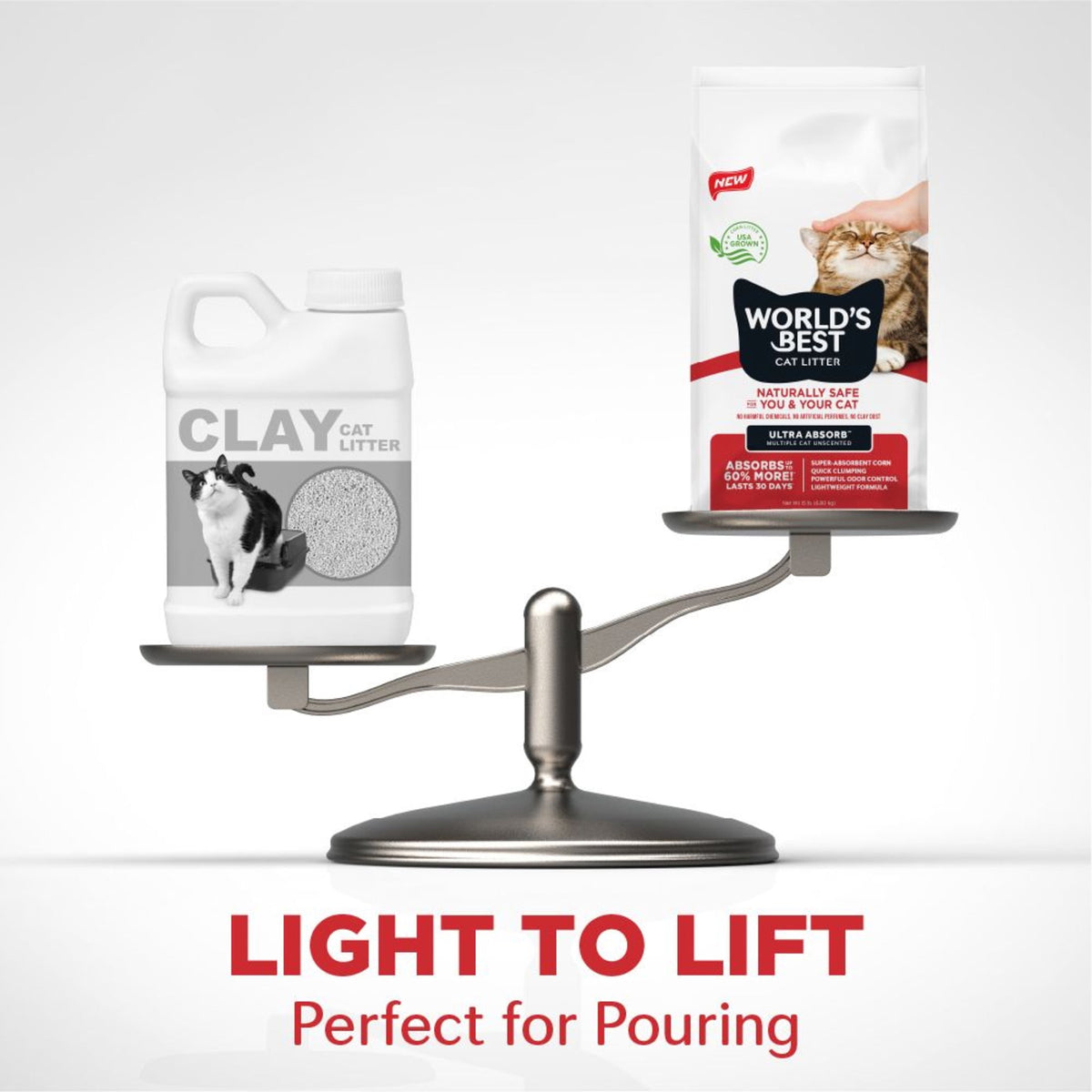 World's Best Cat Litter Ultra Absorb Unscented, Quick Clumping, Flushable, 32 lb Value Pack