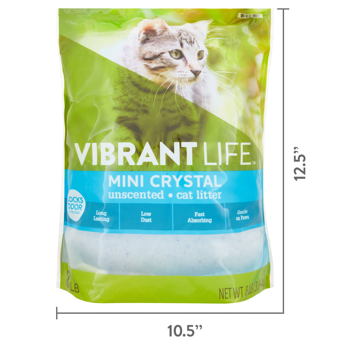 (4 pack) (4 pack) Vibrant Life Mini Crystal Cat Litter, Unscented, 8 lb Bag, 1 Count