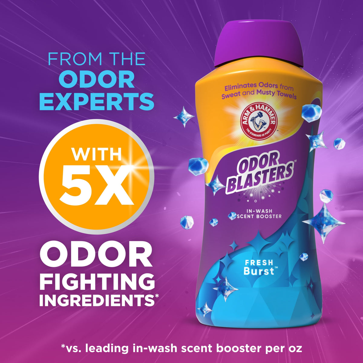(4 pack) ARM & HAMMER Odor Blasters Laundry Scent Beads Alternative, Fresh Burst Scent, 45 Oz